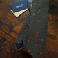 Drake's olive green football sport motif handmade tipped silk tie detail view 3
