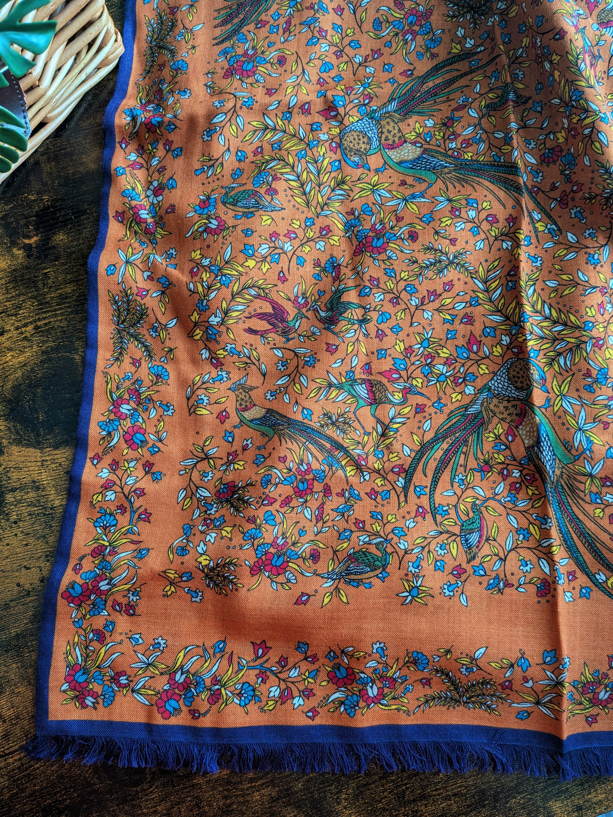 Drake's Orange Birds of Paradise Print Tubular Wool-Silk Scarf - image 2