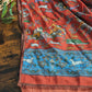 Drake's Orange Blue Mughal Fringed Printed Wool and Silk-Blend Scarf - image 4
