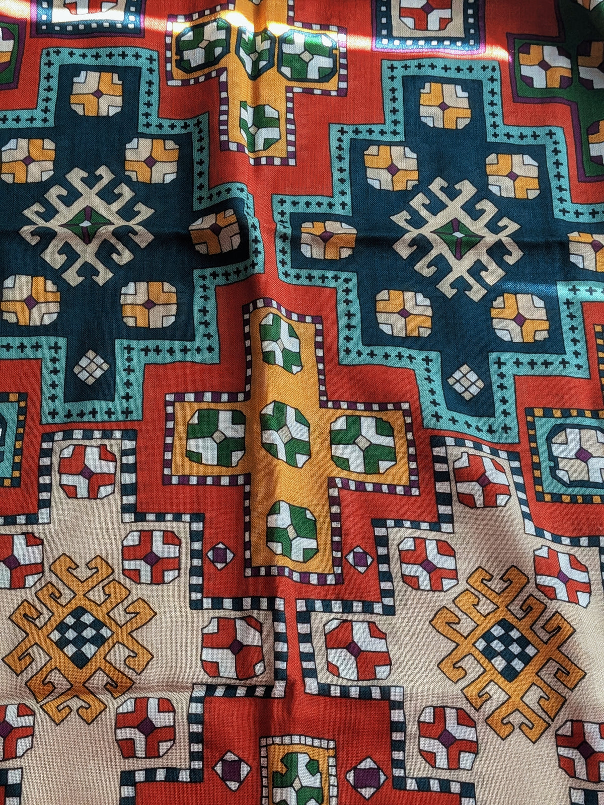 Drake's Orange Kilim Print Wool-Silk Long Scarf - image 4
