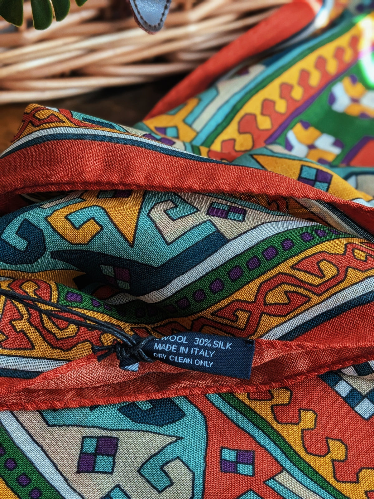 Drake's Orange Kilim Print Wool-Silk Long Scarf - image 7