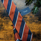 Drake's Orange, Navy and White Striped Handmade Silk Tie - image 1