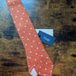 Drake's orange white handmade polka dot hand rolled silk tie product image