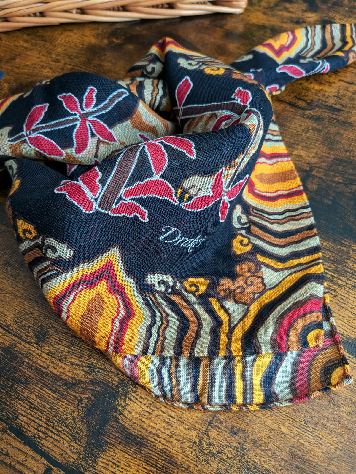 Drake's Pink Tiger Motif Print Wool-Silk Bandana - image 2