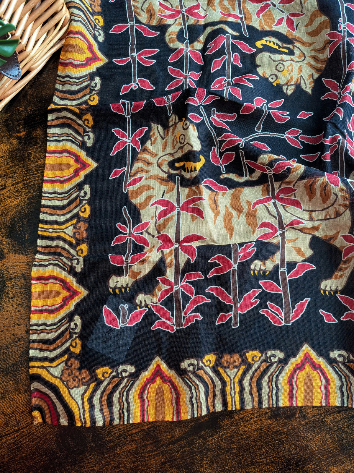 Drake's Pink Tiger Motif Print Wool-Silk Bandana - image 4