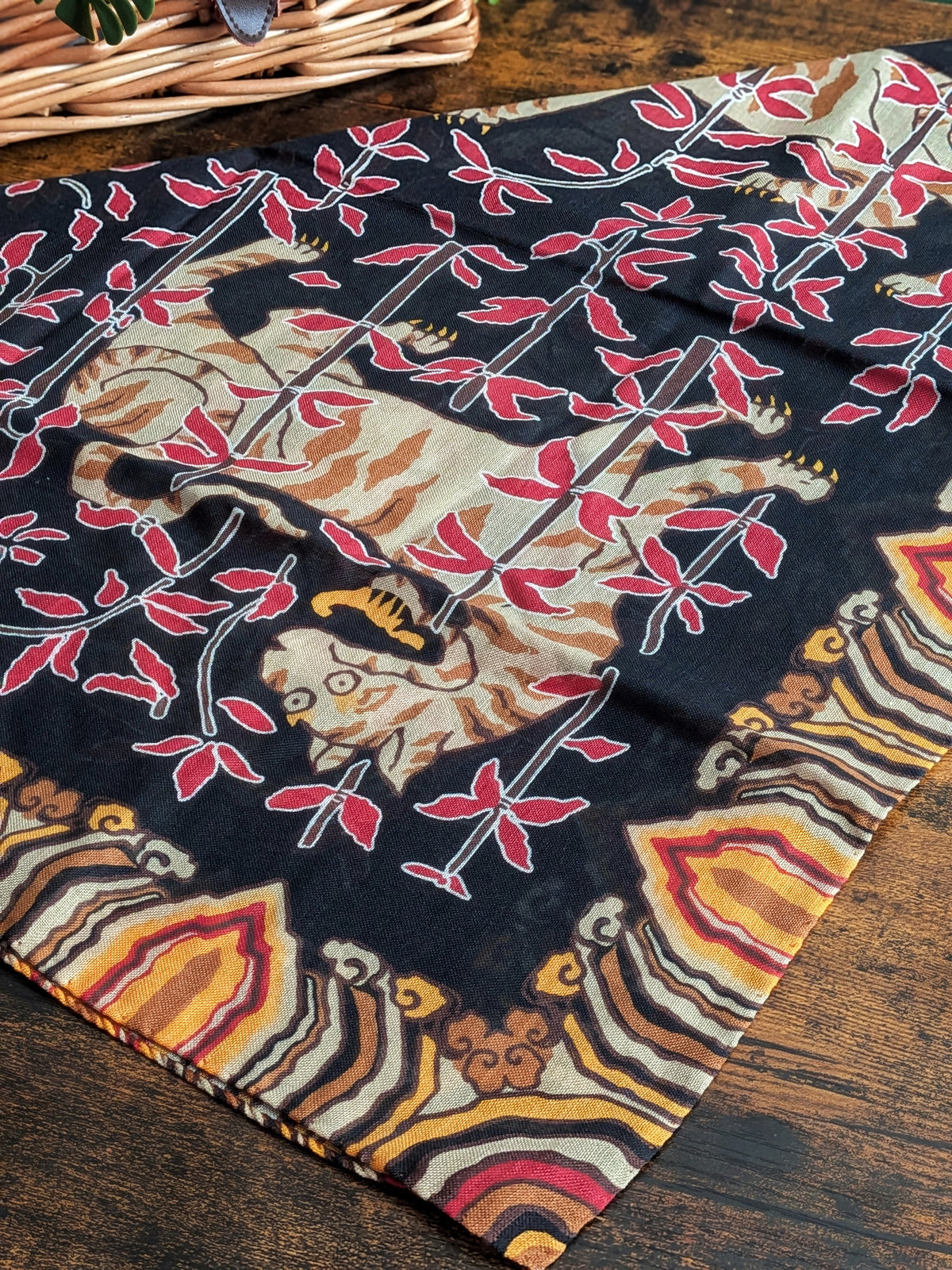 Drake's Pink Tiger Motif Print Wool-Silk Bandana - image 5