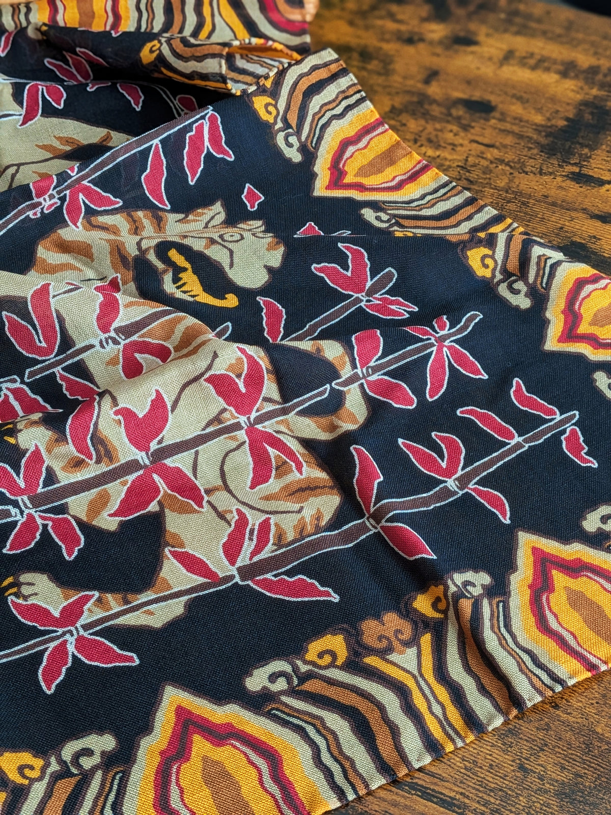 Drake's Pink Tiger Motif Print Wool-Silk Bandana - image 7