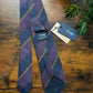 Drake's purple mastard navy handmade striped silk tie detail view 2