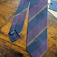 Drake's purple mastard navy handmade striped silk tie detail view 3
