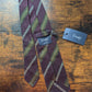 Drake's purple mastard white handmade striped silk tie detail view 3