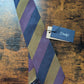 Drake's purple navy mastard handmade striped silk tie product image