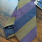 Drake's purple navy mastard handmade striped silk tie detail view 3