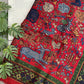 Drake's red green mythical animals print wool silk scarf detail view 3