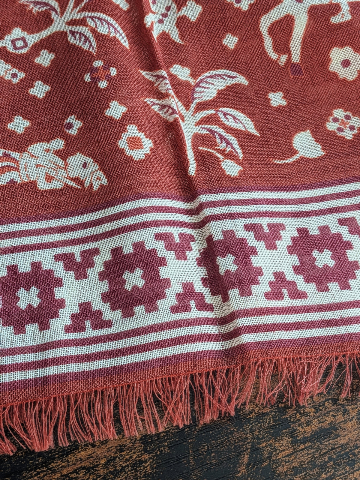 Drake's Red Mughal Elephants Print Wool-Silk Scarf - image 3