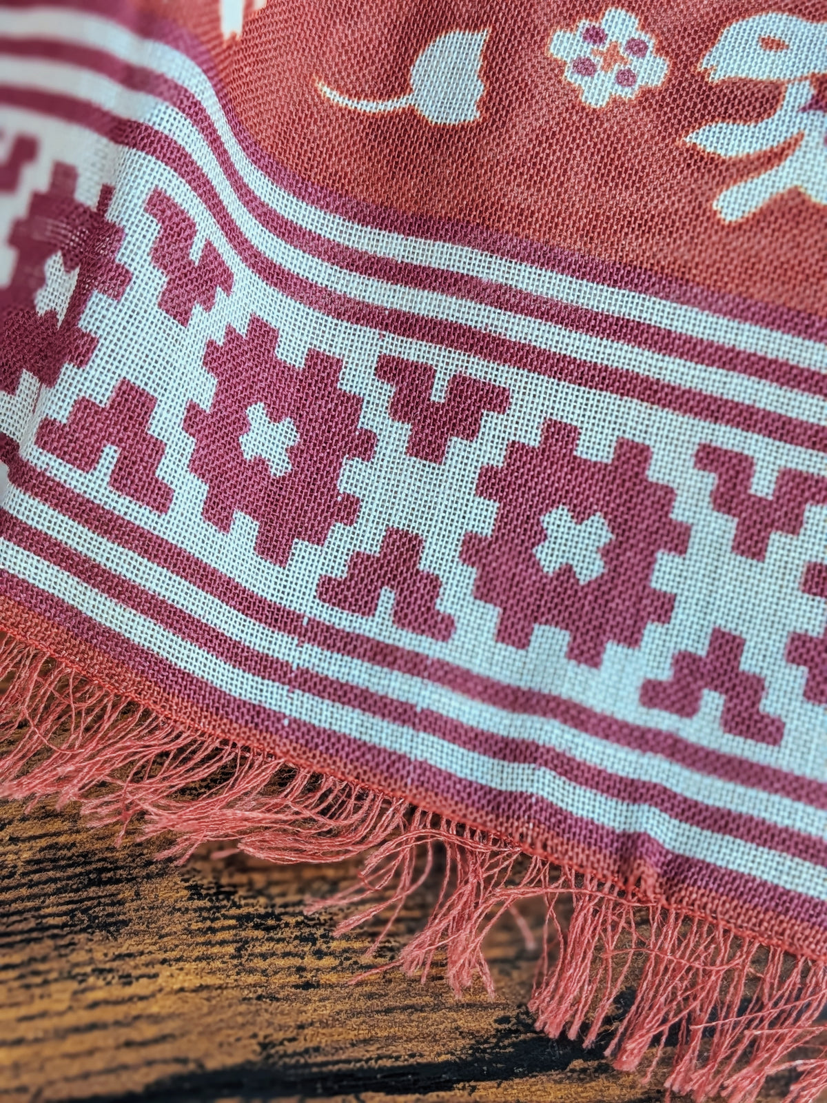 Drake's Red Mughal Elephants Print Wool-Silk Scarf - image 4