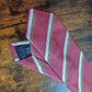 Drake's rusty rose brown white striped handmade silk tie detail view 2