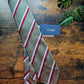 Drake's Sage, Burgundy and White Striped Handmade Silk Tie - image 1
