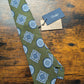 Drake's sage green blue geometric handmade silk tie product image