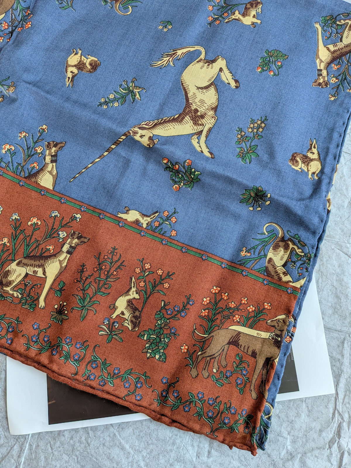 Drake's unicorn animals print wool silk scarf product image