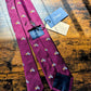 Drake's vespa motif handmade silk tie burgundy orange detail view 2