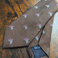 Drake's vespa motif handmade silk tie dark brown pink detail view 3