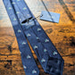 Drake's vespa motif handmade silk tie navy green detail view 2