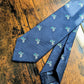 Drake's vespa motif handmade silk tie navy green detail view 3