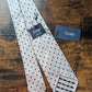 Drake's white navy tussah silk tie polka dot handmade detail view 2