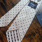 Drake's white navy tussah silk tie polka dot handmade detail view 3