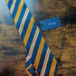 Drake's yellow navy red block striped silk tie product image