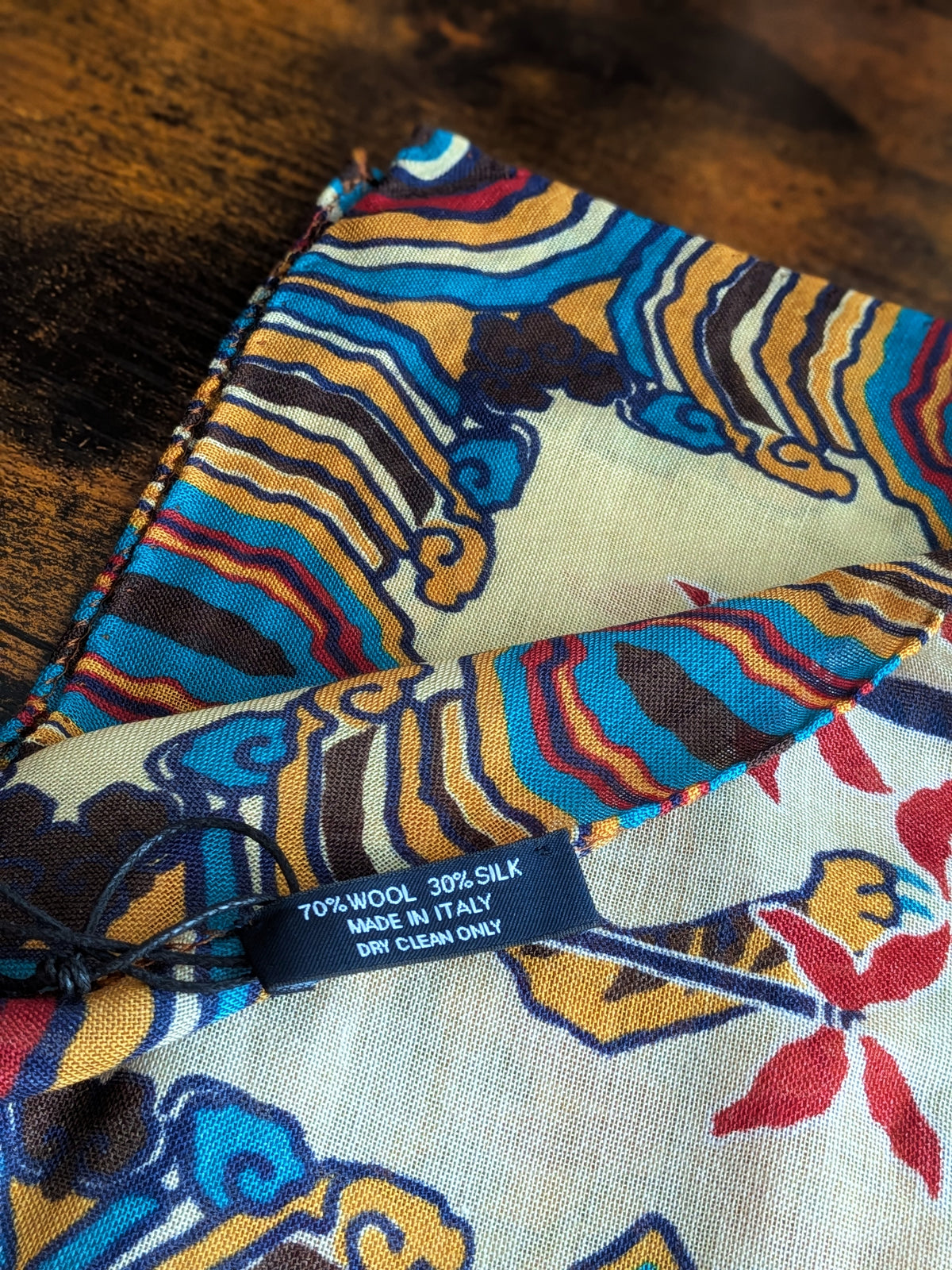 Drake's Yellow Tiger Motif Print Wool-Silk Bandana - image 5