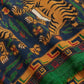 Drake's Green Navy Jumbo Tiger Print Wool-Silk Scarf