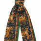 Drake's Green Navy Jumbo Tiger Print Wool-Silk Scarf
