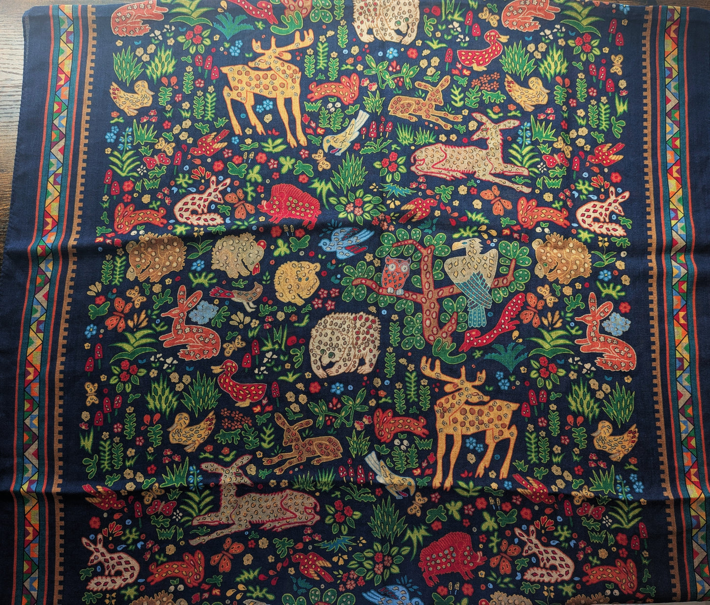 Drake's Navy Mythical Animals Print Wool Silk Scarf Limited Edition