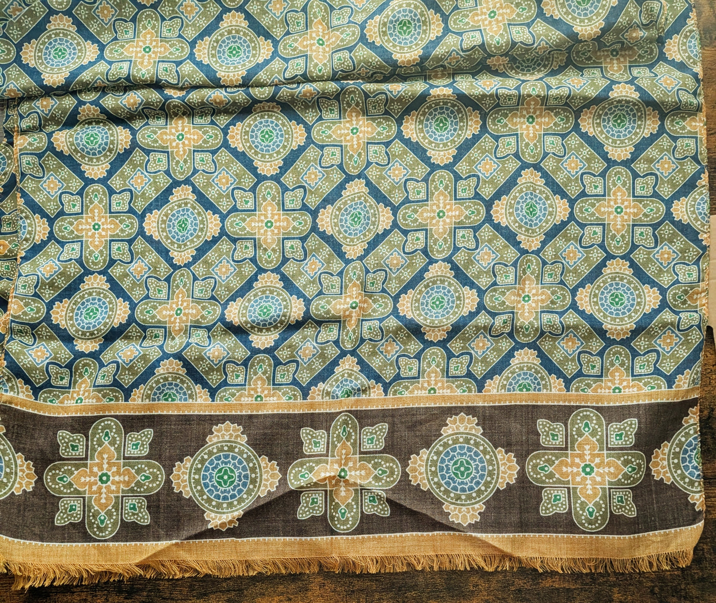 Drake's Medallion Wool Silk Print Scarf