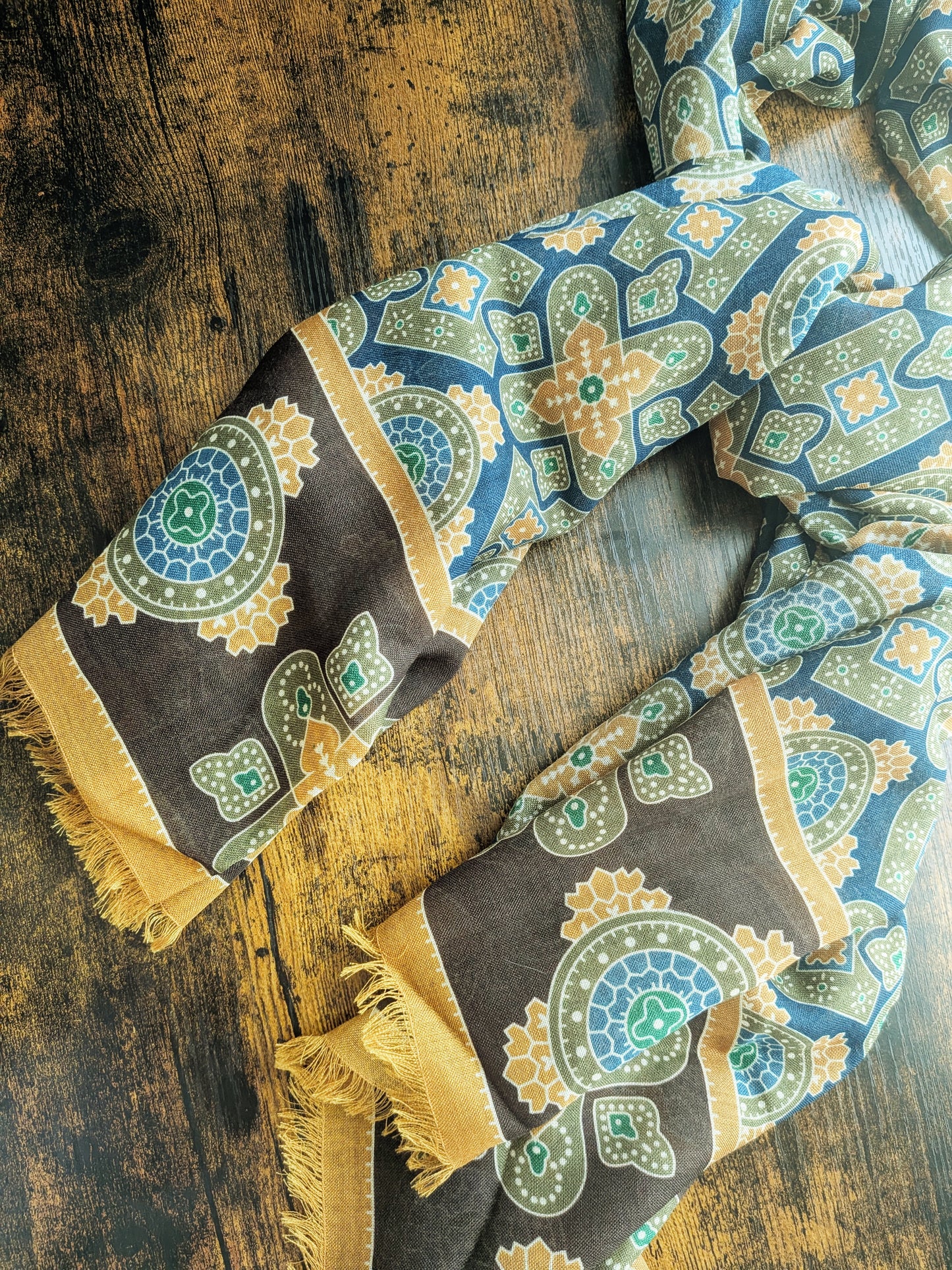 Drake's Medallion Wool Silk Print Scarf