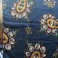 Drake's Navy Large Paisley Wool Silk Print Scarf
