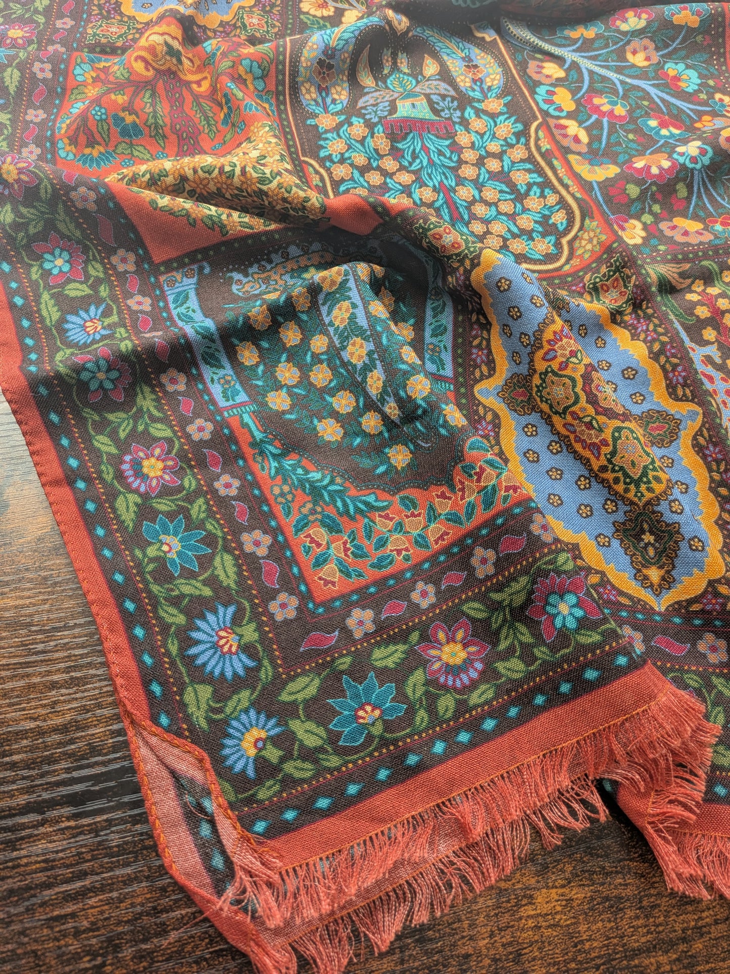Drake's Floral Wool Silk Print Scarf Limited Edition