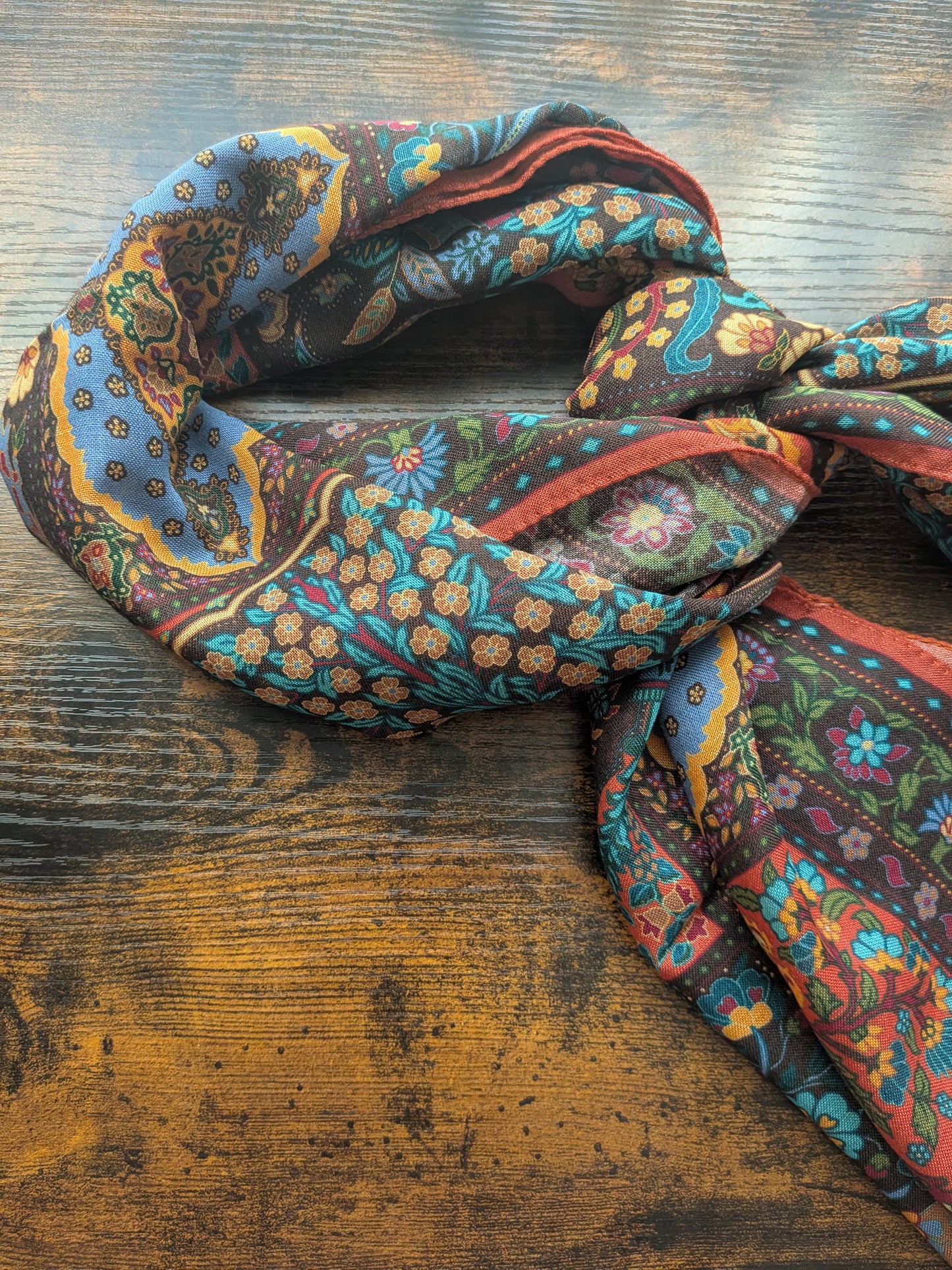 Drake's Floral Wool Silk Print Scarf Limited Edition