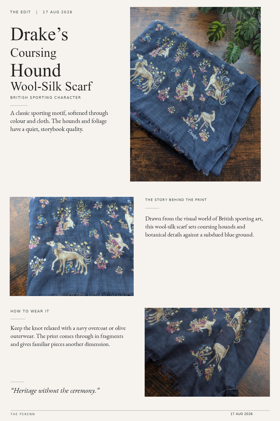 The Edit: Drake’s coursing hound magazine layout with refined title hierarchy