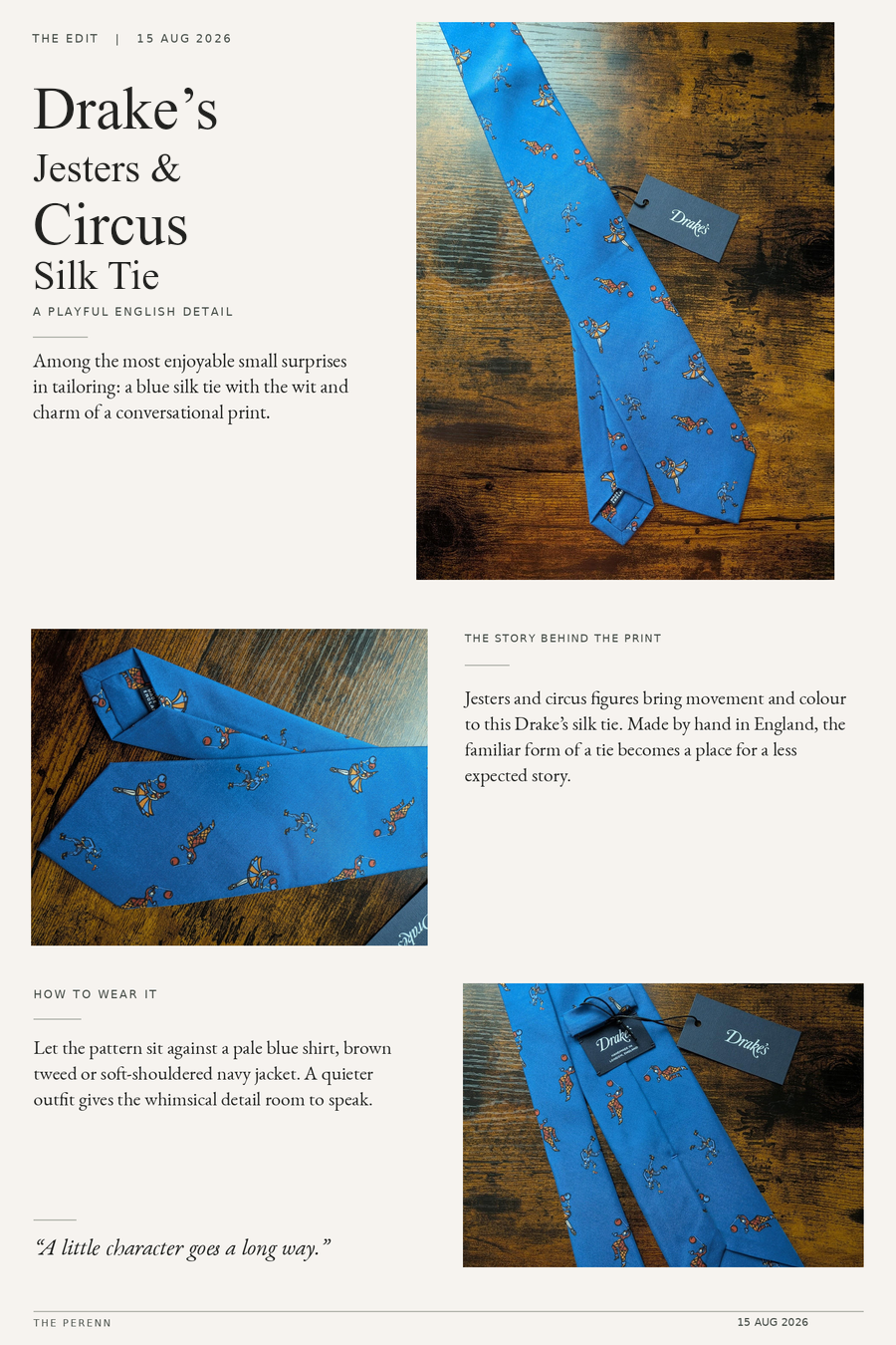 The Edit: Drake’s jesters circus magazine layout with refined title hierarchy